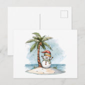 クリスマス – 雪だるま(Christmas Hat tropical) ポストカード (正面/裏面)