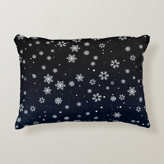 クリスマス：雪の模様 アクセントクッション (正面)