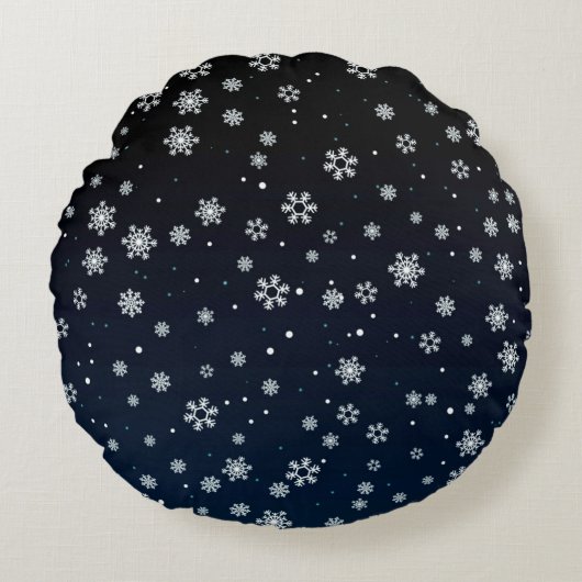 クリスマス：雪の模様 ラウンドクッション (正面)