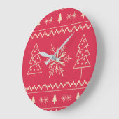 クリスマス：雪の模様 ラージ壁時計 (傾斜)