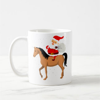 クリスマス 雪 サンタ 馬に乗る Xmas ユニーク コーヒーマグカップ