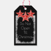 クリスマス、雪、赤い星まで霜の降りた開かないで ギフトタグ (正面)