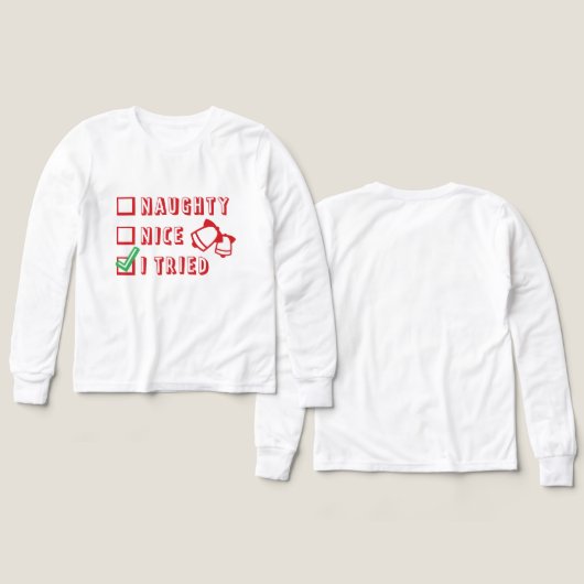 クリスマス 面白い いたずら者リストと良い子リスト、またはその中間 (デザイン 正面&背面)