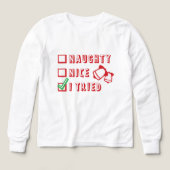 クリスマス 面白い いたずら者リストと良い子リスト、またはその中間 (デザイン正面)