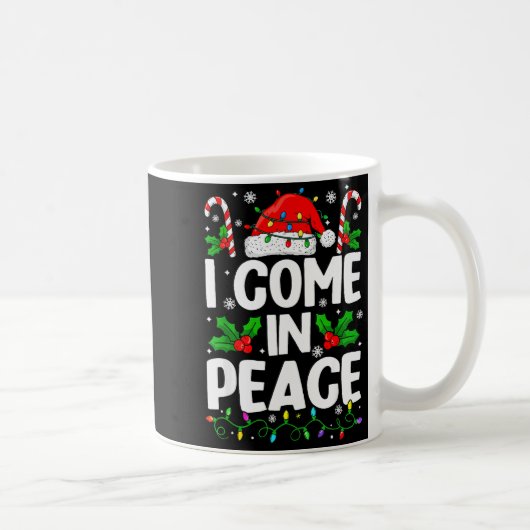 クリスマス 面白い 平和に来ます カップルお揃いの私 コーヒーマグカップ (右)