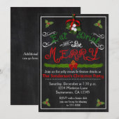 クリスマス 食べる 飲む ヴィンテージ 黒板 招待状 (正面/裏面)