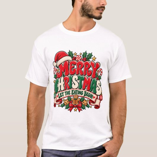 クリスマス 食べ始めよう Tシャツ (正面)