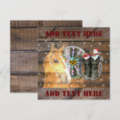 クリスマス 馬の馬車 輪 乗馬用ブーツ 馬蹄 ノートカード (正面/裏面)