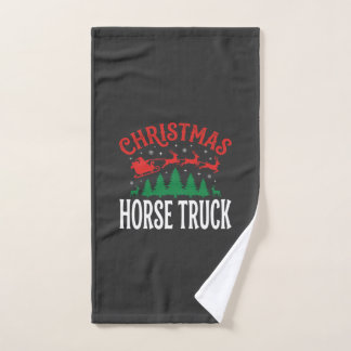 クリスマス 馬 トラック サンタ ソリ ハンドタオル