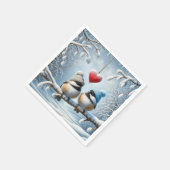 クリスマス《鳥》アメリカゴガラと赤いハート スタンダードカクテルナプキン (角)