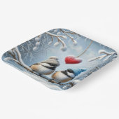 クリスマス《鳥》アメリカゴガラと赤いハート ペーパープレート (傾斜あり)