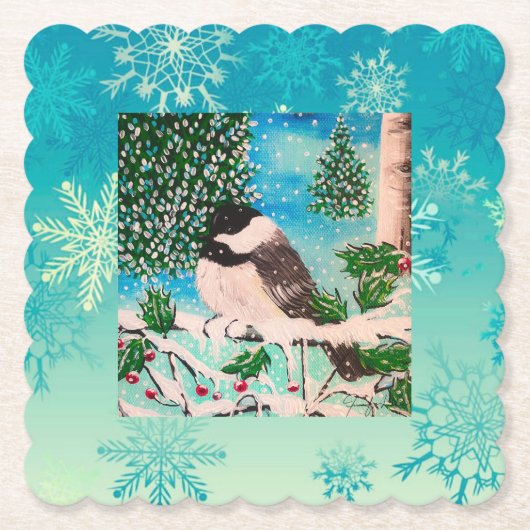 クリスマス《鳥》アメリカゴガラチャッタープレート ペーパーコースター (正面)