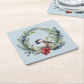 クリスマス《鳥》アメリカゴガラバードインリースアート スクエアペーパーコースター (アングル)