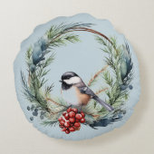 クリスマス《鳥》アメリカゴガラバードインリースアート ラウンドクッション (裏面)