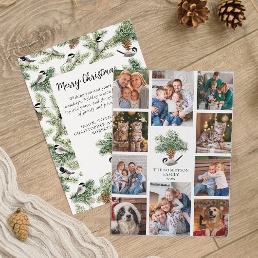 クリスマス《鳥》アメリカゴガラファミリー10フォトコラージュ シーズンカード