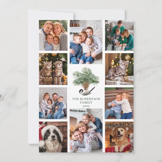 クリスマス《鳥》アメリカゴガラファミリー10フォトコラージュ シーズンカード (正面)