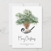 クリスマス《鳥》アメリカゴガラ素朴ウィンターパインコーン シーズンカード (正面)