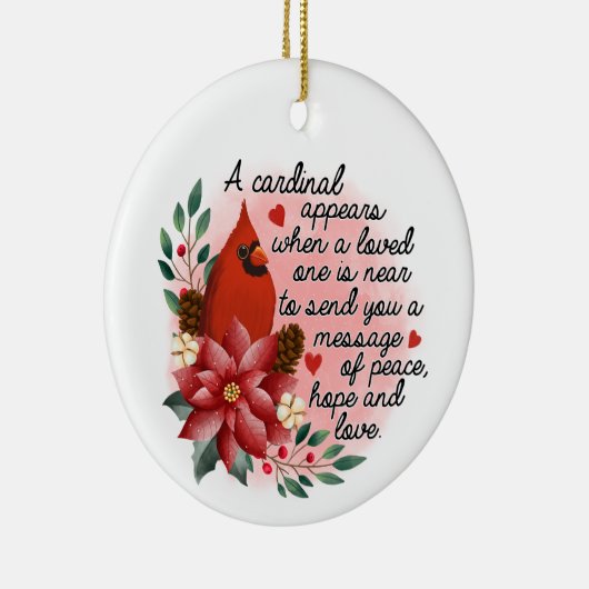クリスマス（鳥）ショウジョウコウカンチョウが家族の死の記念に表示 セラミックオーナメント (右)