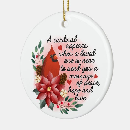 クリスマス(鳥)ショウジョウコウカンチョウが家族の死の記念に表示 セラミックオーナメント (左)