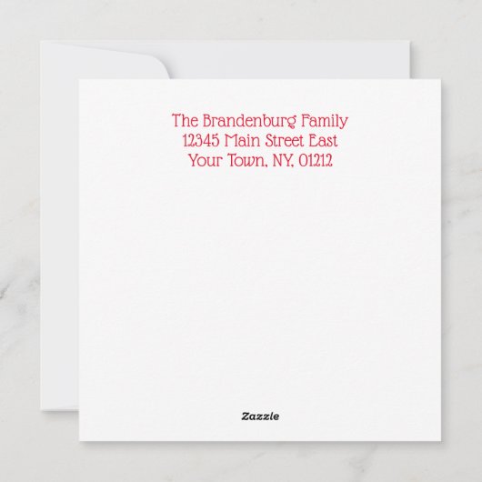 クリスマス(鳥)ショウジョウコウカンチョウとカスタマイズ可能な家族写真 シーズンカード (裏面)