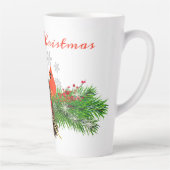 クリスマス(鳥)ショウジョウコウカンチョウと緑のラテマグ カフェラテマグ (右)