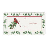 クリスマス(鳥)ショウジョウコウカンチョウと緑 ラベル (正面)