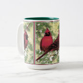 クリスマス（鳥）ショウジョウコウカンチョウのコーヒーまたは紅茶 ツートーンマグカップ (正面左)