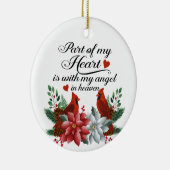 クリスマス(鳥)ショウジョウコウカンチョウの夫の失われた配偶者記念碑 セラミックオーナメント (右)