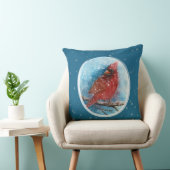 クリスマス(鳥)ショウジョウコウカンチョウの雪の結晶オン赤または青 クッション (椅子)