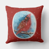 クリスマス(鳥)ショウジョウコウカンチョウの雪の結晶オン赤または青 クッション (裏面)