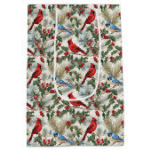 クリスマス（鳥）ショウジョウコウカンチョウの青い鳥タイル模様 ミディアムペーパーバッグ (裏面)