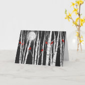 クリスマス（鳥）ショウジョウコウカンチョウの鳥が樺の木の木に カード (黄色い花)