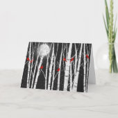 クリスマス（鳥）ショウジョウコウカンチョウの鳥が樺の木の木に カード (正面)