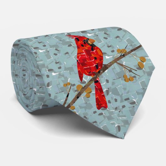 クリスマス(鳥)ショウジョウコウカンチョウの鳥のコラージュ ネクタイ (ロール)