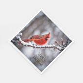 クリスマス（鳥）ショウジョウコウカンチョウオンウィンターブランチ スタンダードランチョンナプキン (角)