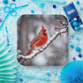 クリスマス（鳥）ショウジョウコウカンチョウオンウィンターブランチ ペーパープレート (パーティー)