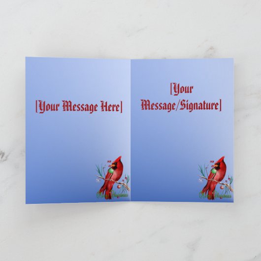 クリスマス(鳥)ショウジョウコウカンチョウカード シーズンカード (内部)