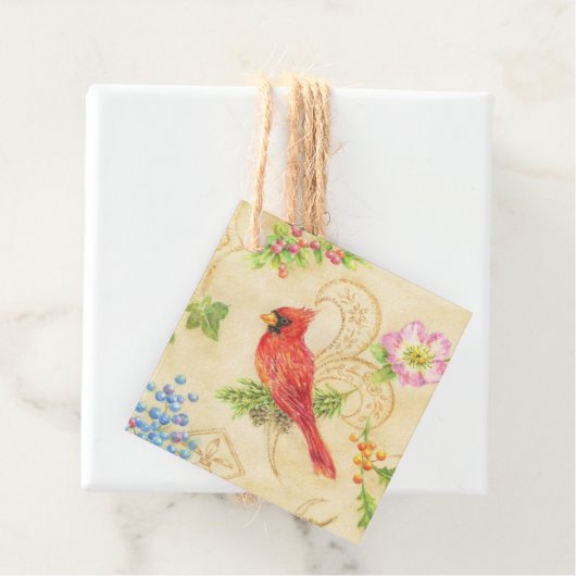 クリスマス(鳥)ショウジョウコウカンチョウギフトラベルメッセージカード フェイバータグ (インサイチュ)