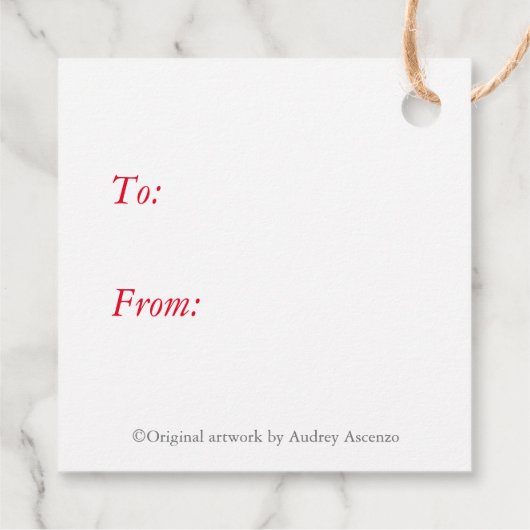 クリスマス（鳥）ショウジョウコウカンチョウギフトラベルメッセージカード フェイバータグ (裏面)