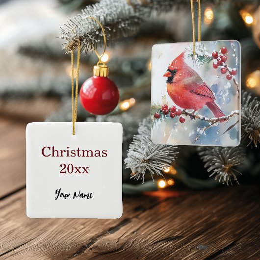 クリスマス（鳥）ショウジョウコウカンチョウスクエア セラミックオーナメント