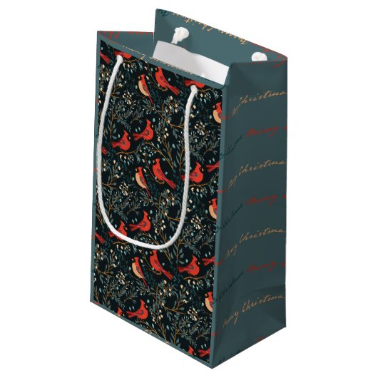 クリスマス(鳥)ショウジョウコウカンチョウダークティール(緑がかった色)抱き枕 スモールペーパーバッグ (裏面アングル)