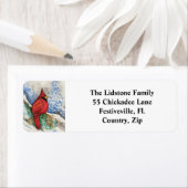 クリスマス(鳥)ショウジョウコウカンチョウバードウォーター色住所 シール (インサイチュ)