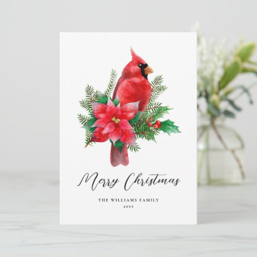 クリスマス(鳥)ショウジョウコウカンチョウバードノンフォトホリデーカード シーズンカード (スタンド正面)