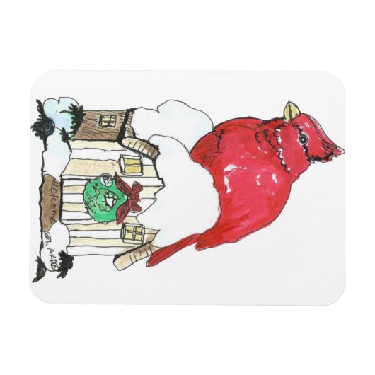 クリスマス(鳥)ショウジョウコウカンチョウバードフレキシブルマグネット マグネット (横)