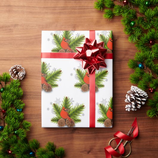 クリスマス(鳥)ショウジョウコウカンチョウバードラッピング紙 ラッピングペーパー (クリスマスギフト)