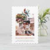 クリスマス（鳥）ショウジョウコウカンチョウバード写真テンプレート シーズンカード (スタンド正面)