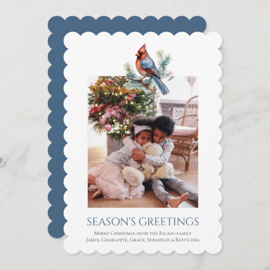 クリスマス（鳥）ショウジョウコウカンチョウバード写真テンプレート シーズンカード (正面/裏面)