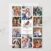 クリスマス(鳥)ショウジョウコウカンチョウファミリー10フォトコラージュ シーズンカード (正面)