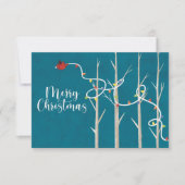 クリスマス（鳥）ショウジョウコウカンチョウフラットノートカード – ティール（緑がかった色） ノートカード (正面)