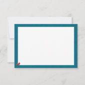 クリスマス（鳥）ショウジョウコウカンチョウフラットノートカード – ティール（緑がかった色） ノートカード (裏面)